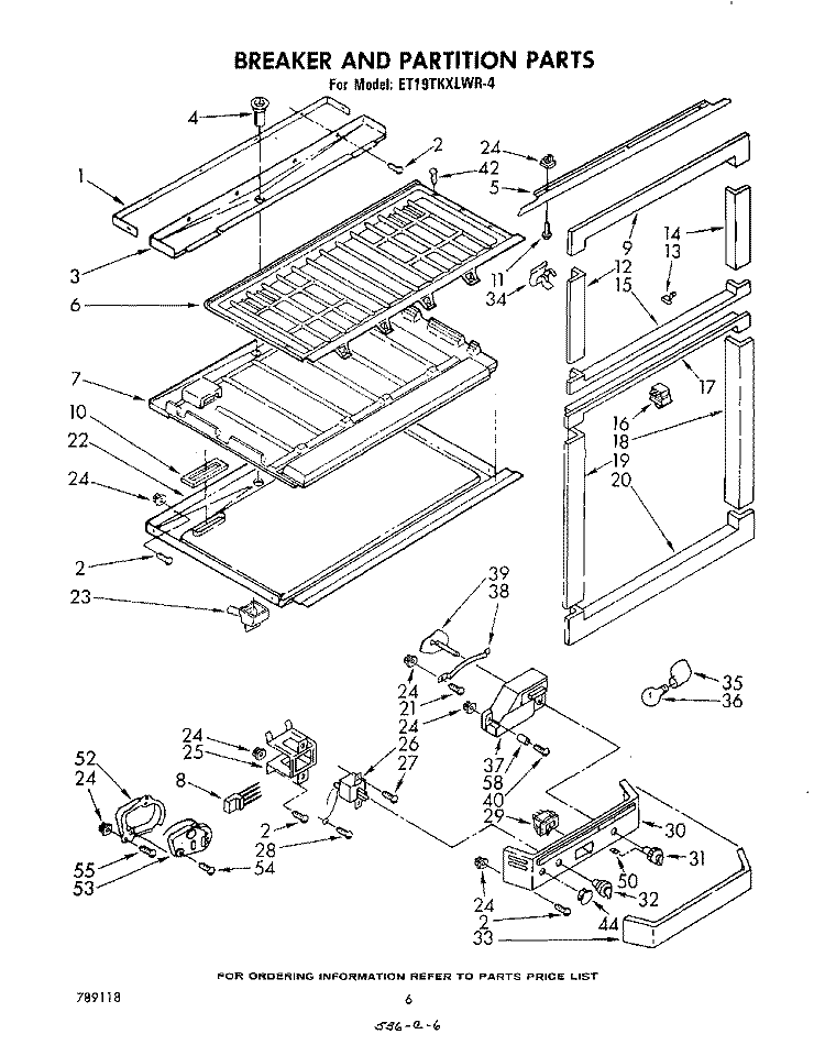 BREAKER AND PARTITION Diagram and Parts List for ET19TKXLWR4  Whirlpool Refrigerator