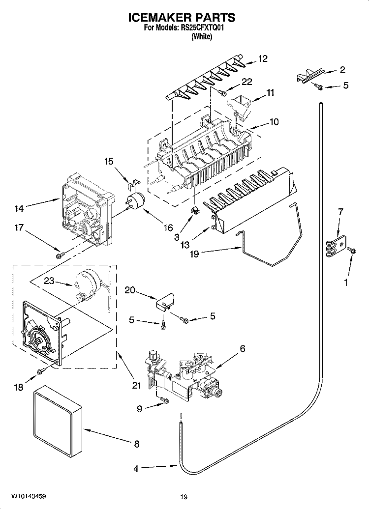 ICEMAKER PARTS, OPTIONAL PARTS (NOT INCLUDED) Diagram and Parts List for RS25CFXTQ01  Roper Refrigerator