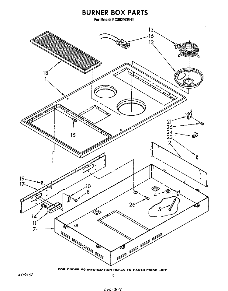 BURNER BOX , LITERATURE AND OPTIONAL Diagram and Parts List for RC8920XRH1  Whirlpool Cooktop