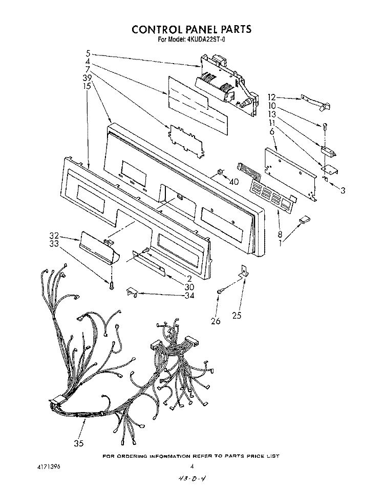 CONTROL PANEL , LITERATURE AND OPTIONAL Diagram and Parts List for 4KUDA22ST0  KitchenAid Dishwasher