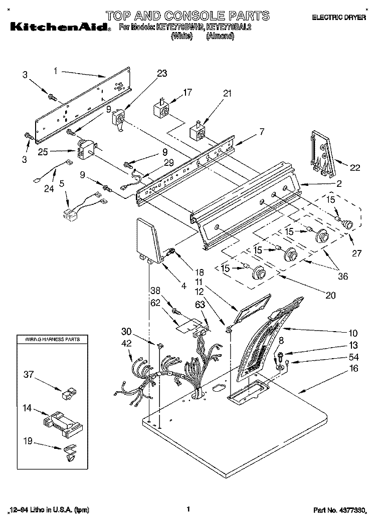 SECTION Diagram and Parts List for KEYE770BWH2  KitchenAid Dryer