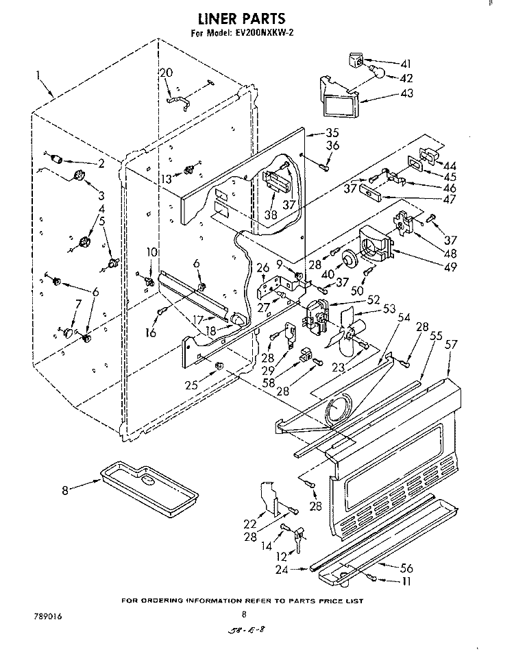 LINER Diagram and Parts List for EV200NXKW2  Whirlpool Freezer