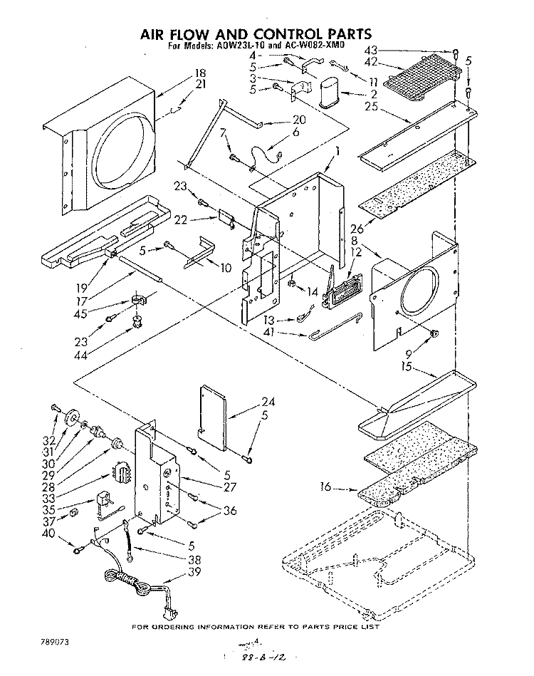 SECTION Diagram and Parts List for ACW082XM0  Whirlpool Air Conditioner