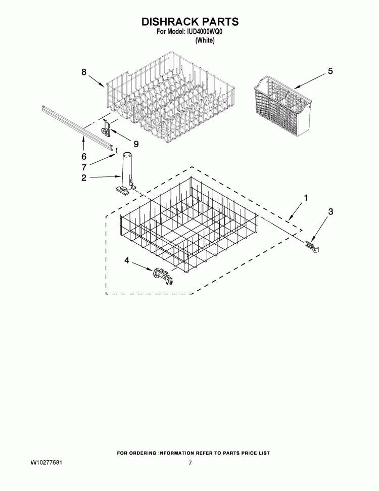 DISHRACK PARTS Diagram and Parts List for IUD4000WQ0  Whirlpool Dishwasher