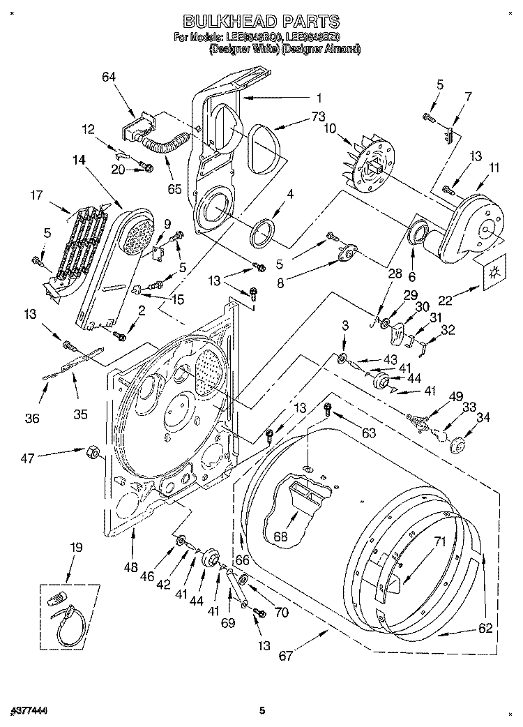 SECTION Diagram and Parts List for LEE9848BZ0  Whirlpool Dryer