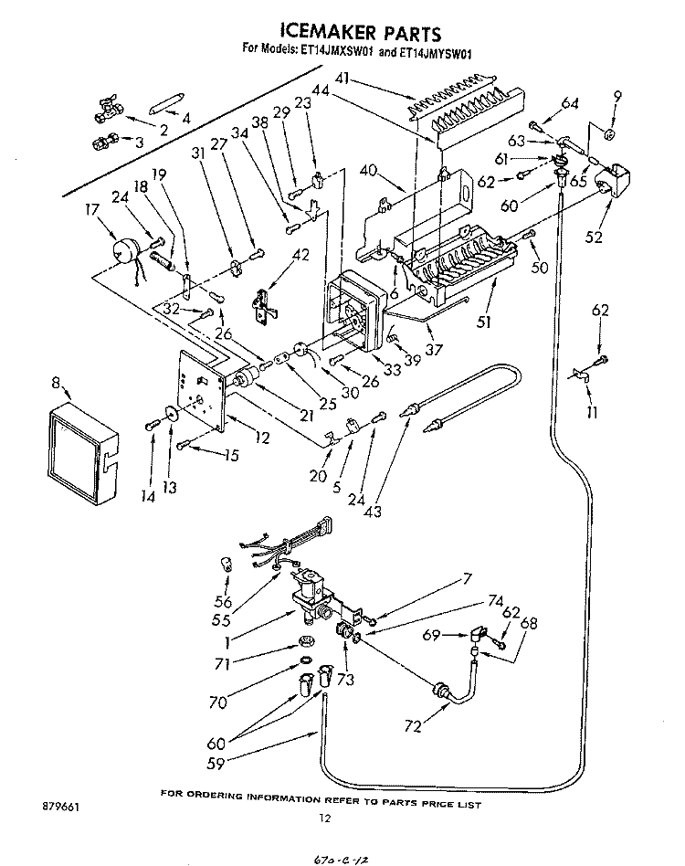 ICE MAKER Diagram and Parts List for ET14JMXSW01  Whirlpool Refrigerator