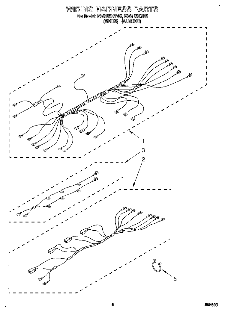 WIRING HARNESS, OPTIONAL Diagram and Parts List for RS6105XYN5  Whirlpool Range