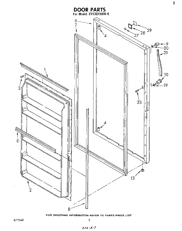 DOOR , LIT/OPTIONAL Diagram and Parts List for EV130FXKW0  Whirlpool Freezer