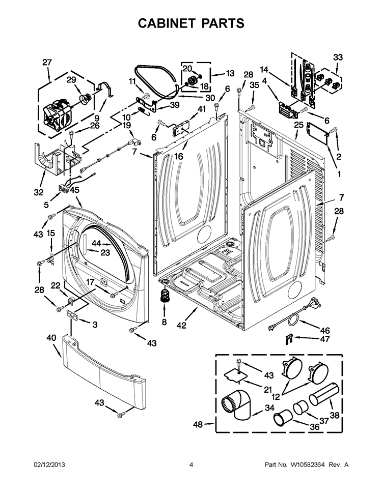 CABINET PARTS Diagram and Parts List for YWED9151YW1  Whirlpool Dryer