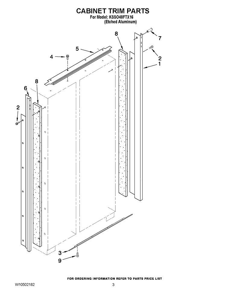 CABINET TRIM PARTS Diagram and Parts List for KSSO48FTX16  KitchenAid Refrigerator