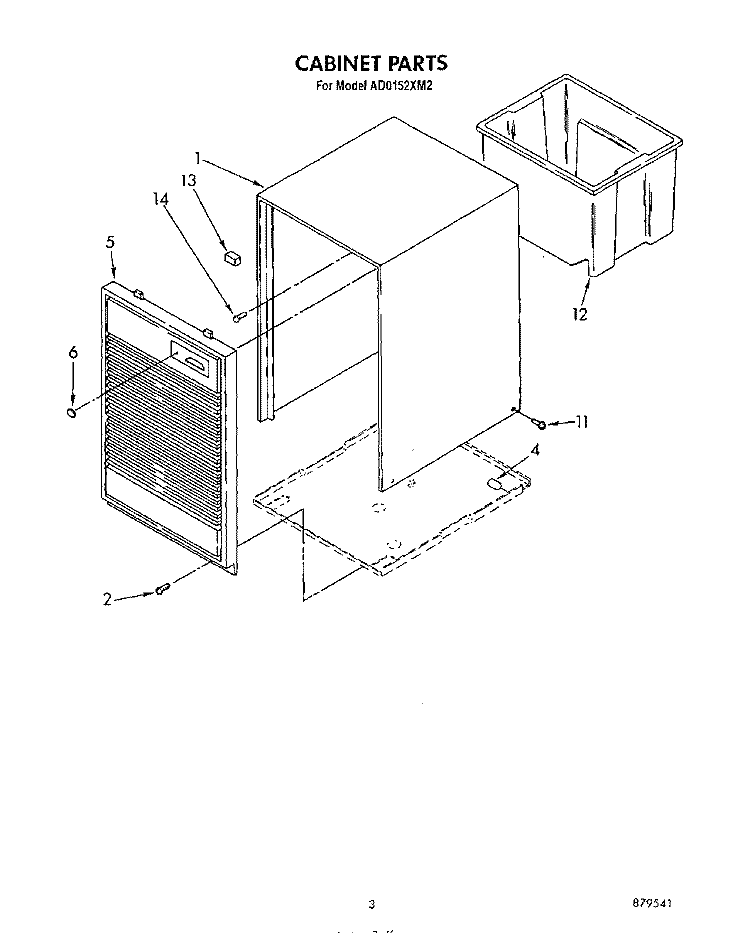SECTION Diagram and Parts List for AD0152XM2  Whirlpool Dehumidifier