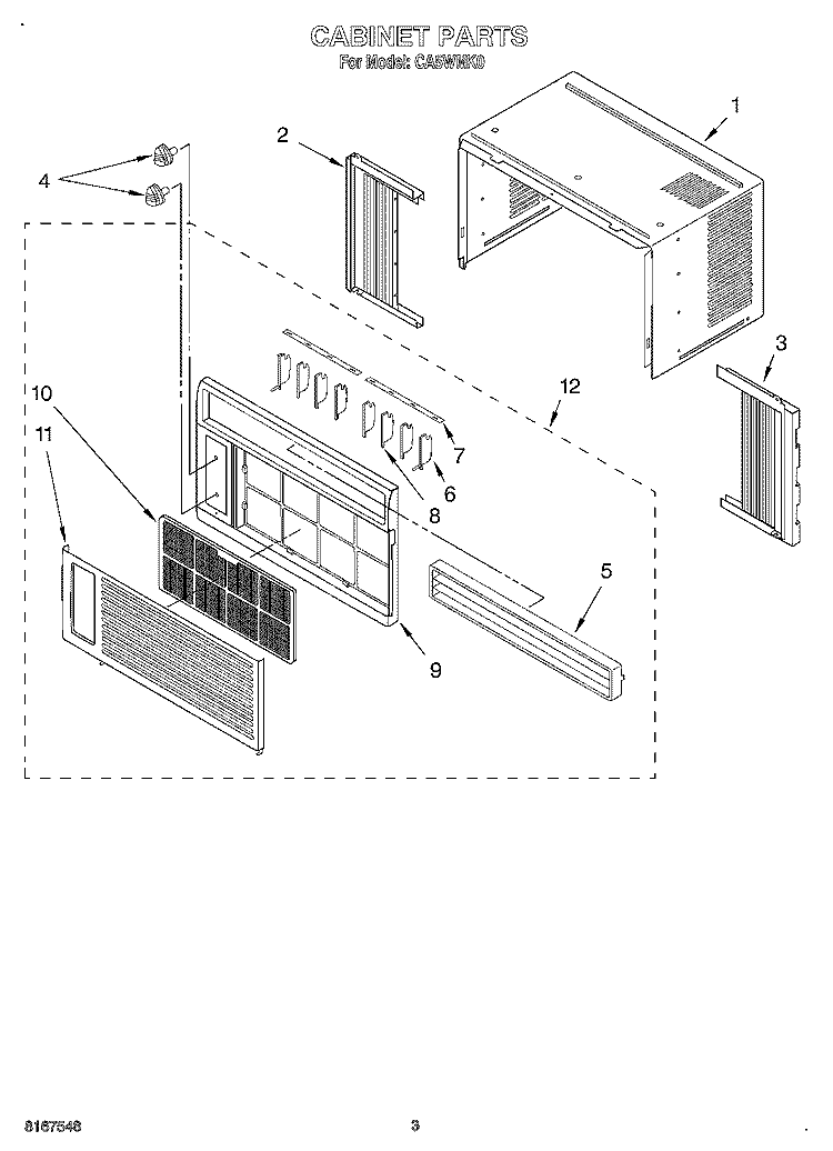 SECTION Diagram and Parts List for CA5WMK0  Crosley Air Conditioner