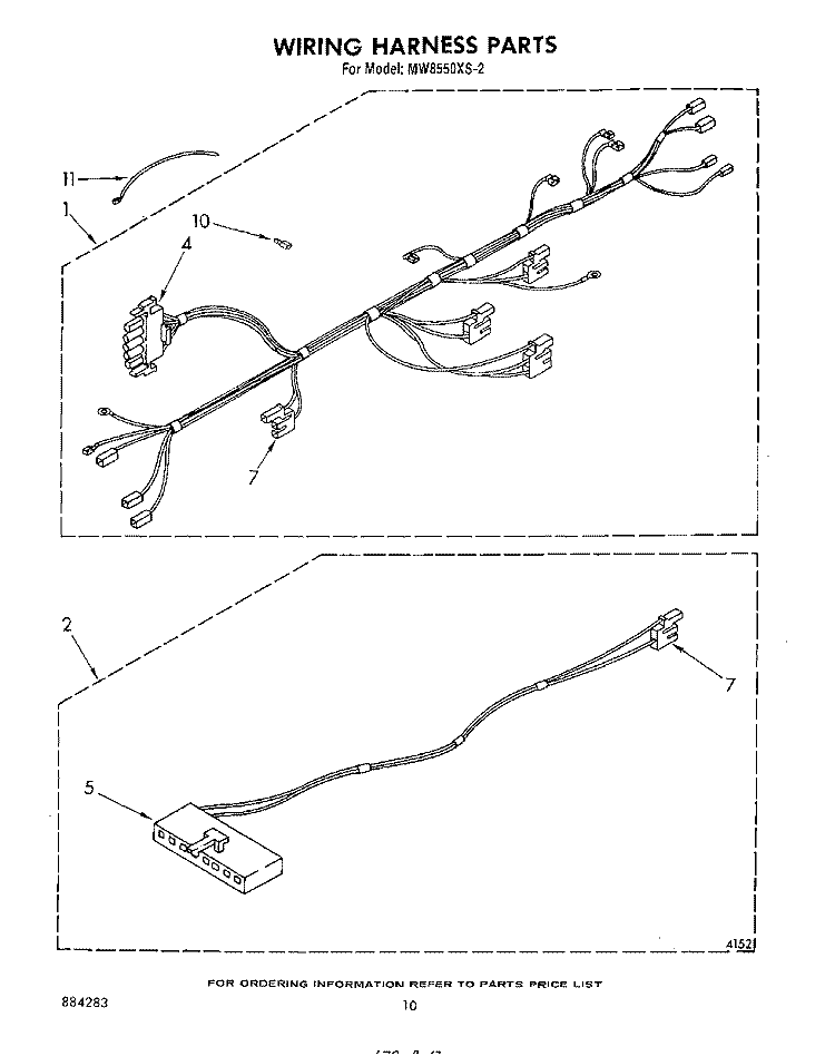 WIRING HARNESS , LITERATURE AND OPTIONAL Diagram and Parts List for MW8550XS2  Whirlpool Microwave