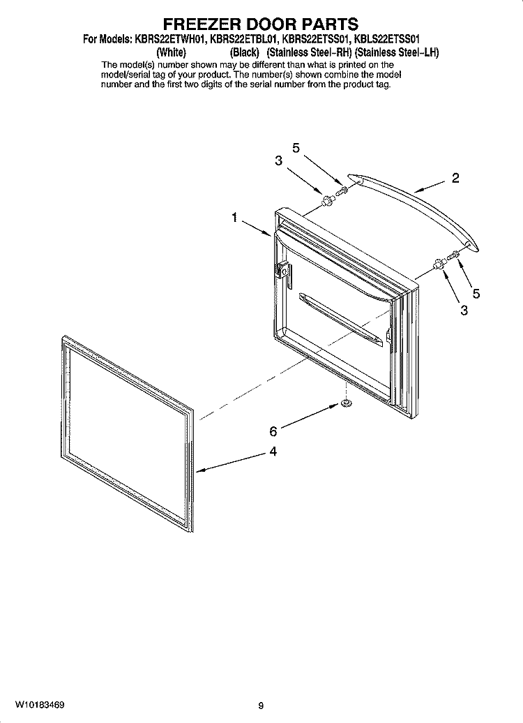 FREEZER DOOR PARTS Diagram and Parts List for KBLS22ETSS01  KitchenAid Refrigerator
