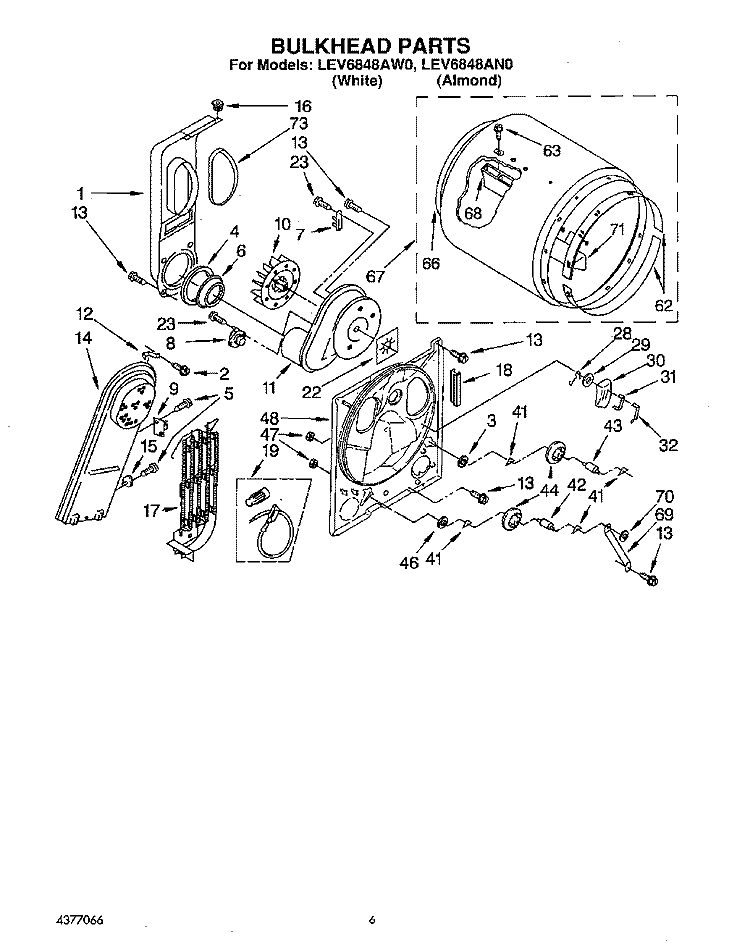 SECTION Diagram and Parts List for LEV6848AW0  Whirlpool Dryer