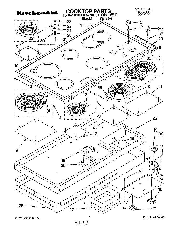 SECTION Diagram and Parts List for KECN567YBL0  KitchenAid Cooktop