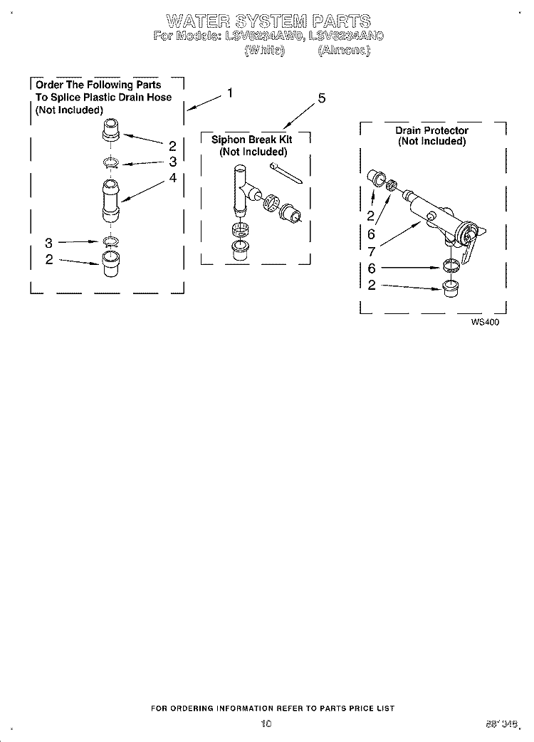 WATER SYSTEM Diagram and Parts List for LSV6234AW0  Whirlpool Washer