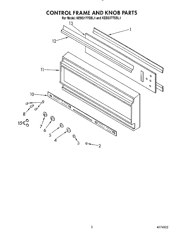 CONTROL FRAME AND KNOB Diagram and Parts List for KEBS177SBL0  KitchenAid Wall Oven
