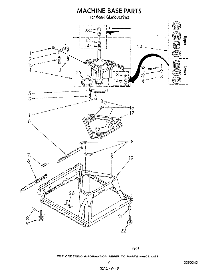 MACHINE BASE Diagram and Parts List for GLA5580XSM2  Whirlpool Washer