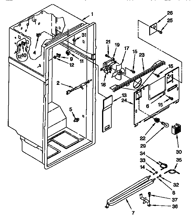 Liner Diagram and Parts List for KTRS22QABL01  KitchenAid Refrigerator