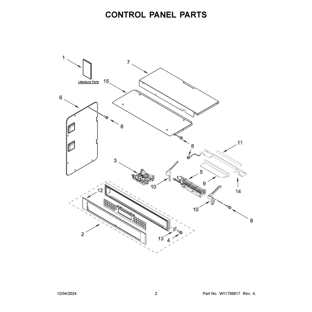 Control Panel Parts Diagram and Parts List for KOEC430RSS01  KitchenAid Microwave
