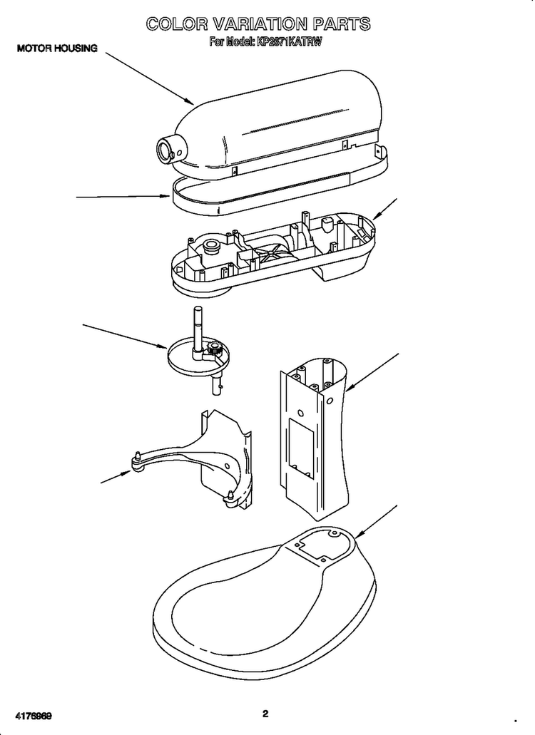 Motor Housing Diagram and Parts List for KP2671KATRW  KitchenAid Mixer