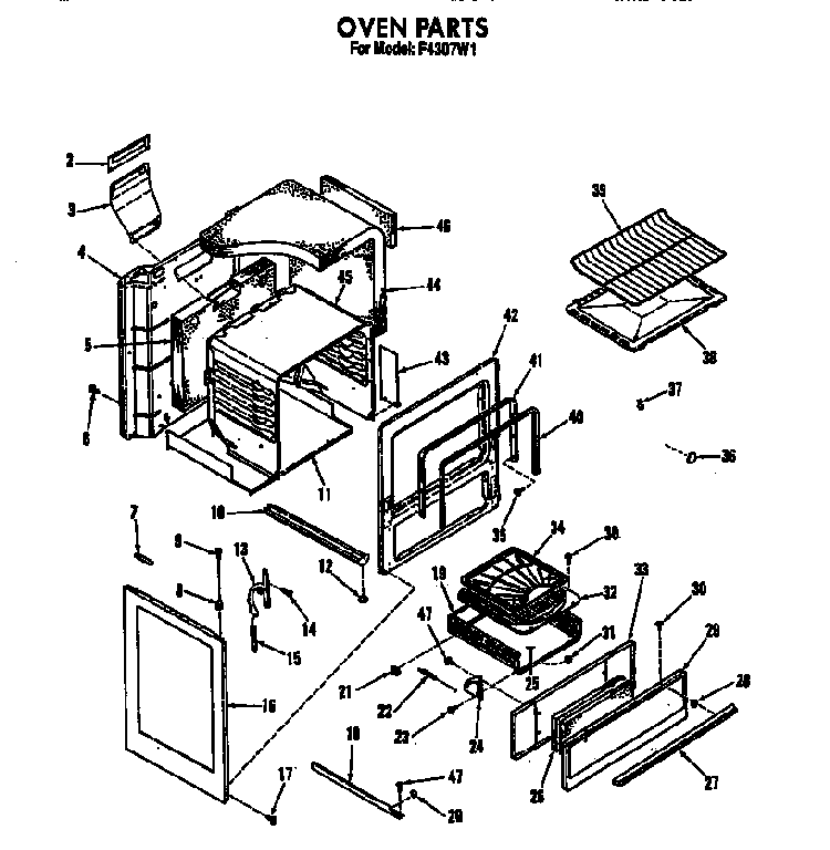 Oven Diagram and Parts List for F4307*1  Roper Range
