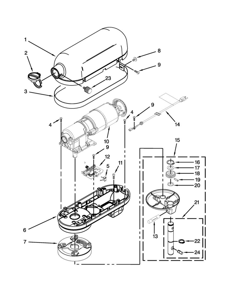 Case, Gearing And Planetary Unit Parts Diagram and Parts List for KSMC895ER0  KitchenAid Mixer