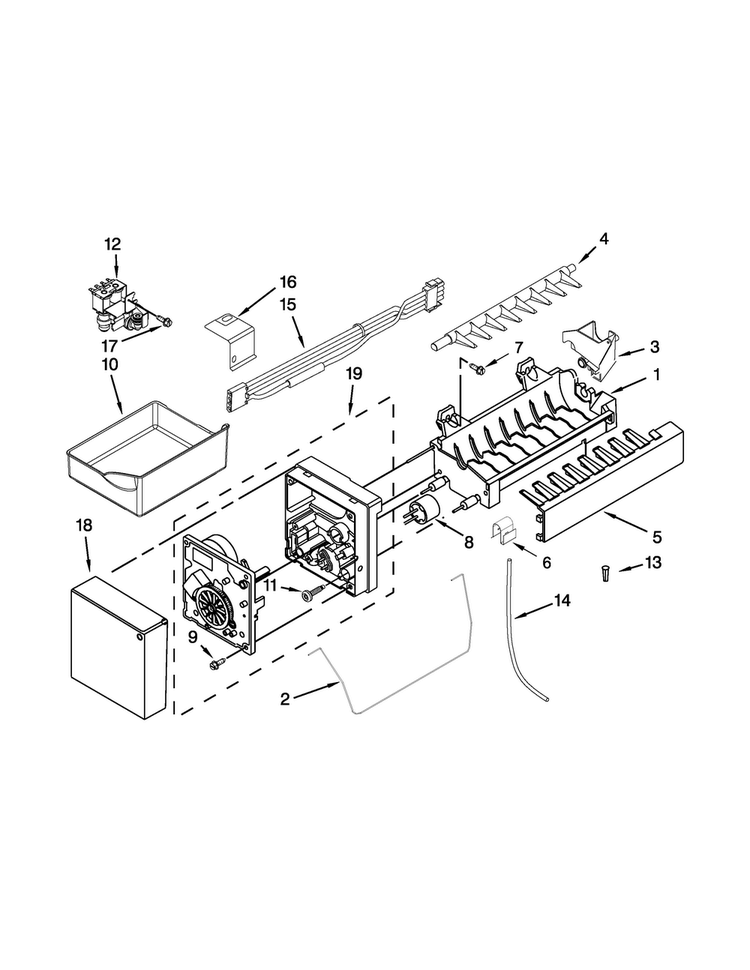Ice Maker Parts Diagram and Parts List for KRFC300EWH01  KitchenAid Refrigerator
