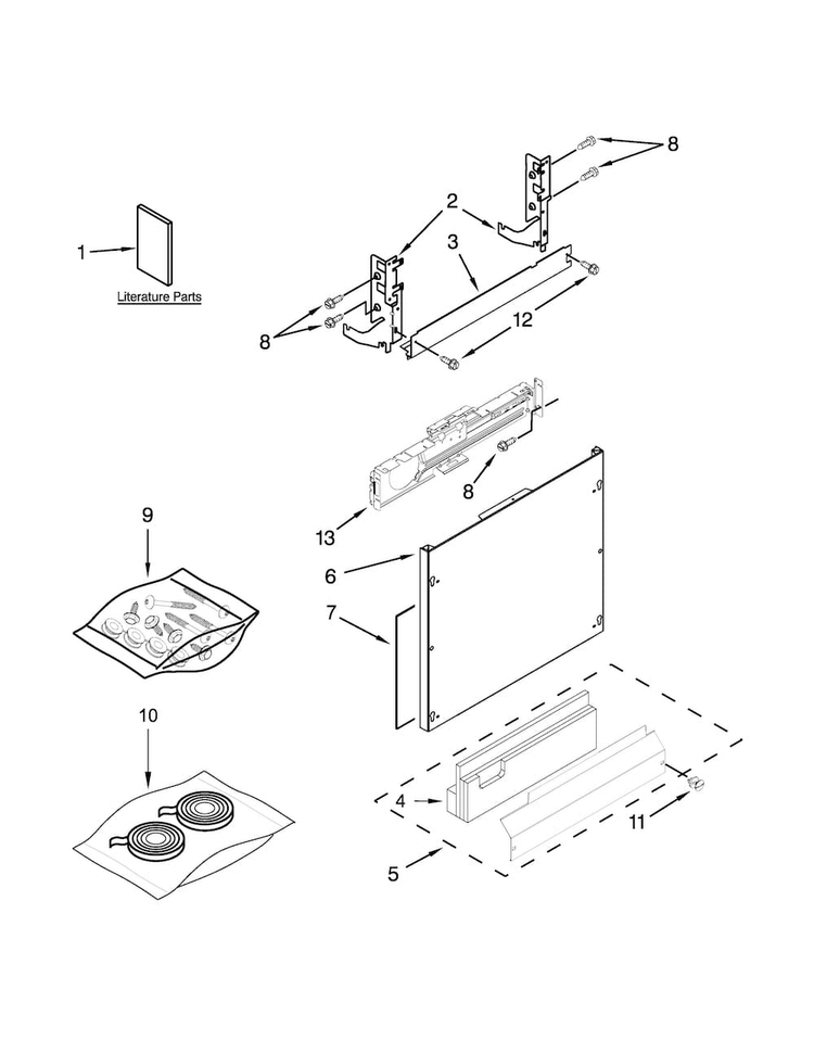 Door And Panel Parts Diagram and Parts List for KDTE204EPA0  KitchenAid Dishwasher
