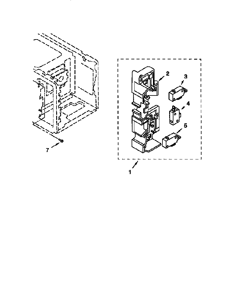 Latch Board Diagram and Parts List for MT1135SGZ0  Whirlpool Microwave