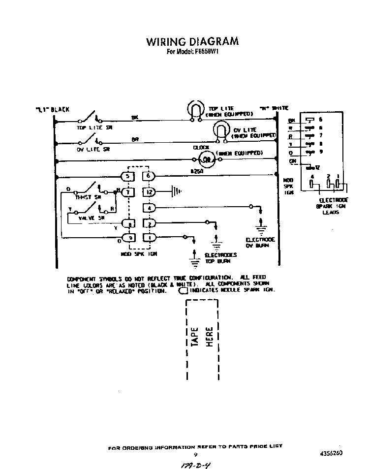 Wiring Diagram Diagram and Parts List for F6558*1  Roper Range
