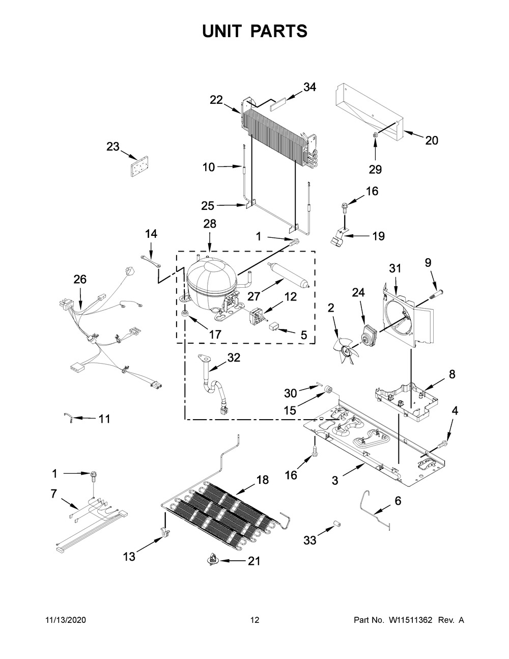 Unit Parts Diagram and Parts List for KRBR109ESS02  Whirlpool Refrigerator