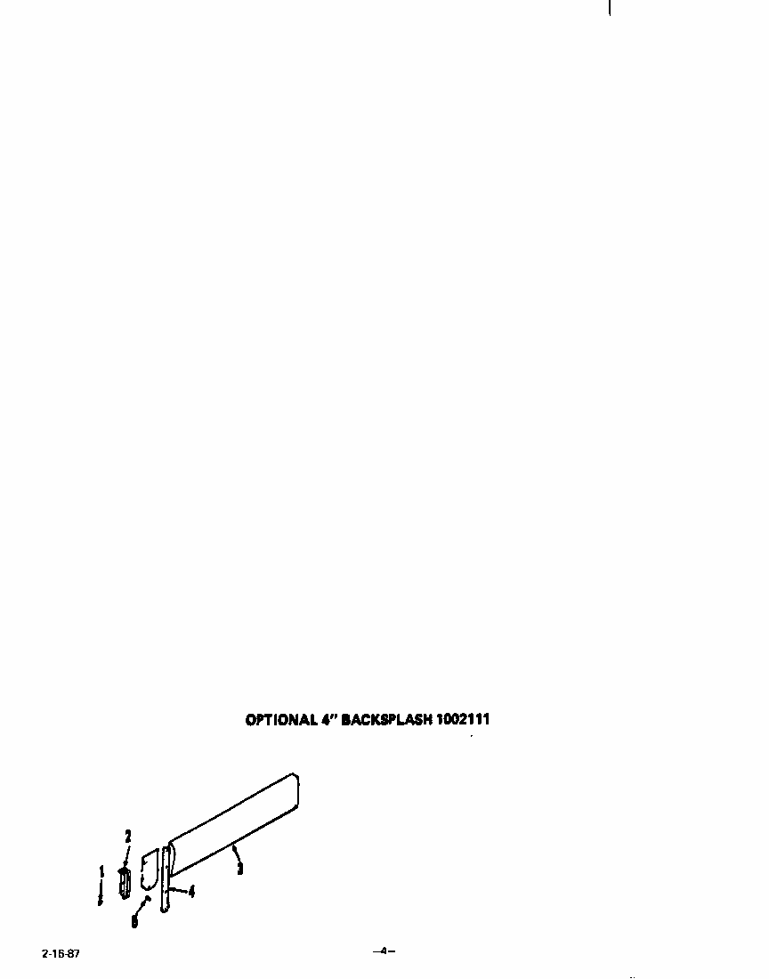 Lit/optional 4" Backsplash Diagram and Parts List for S7257*0  Roper Range