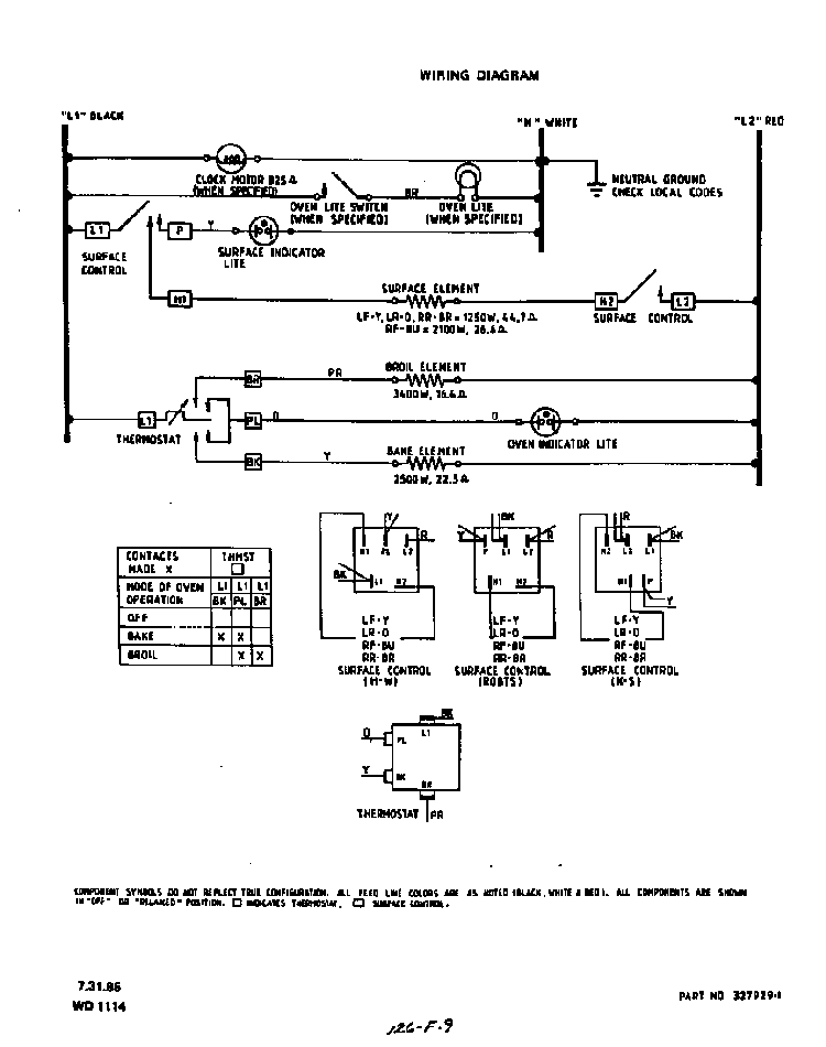 Wiring Diagram Diagram and Parts List for F7107*0  Roper Range