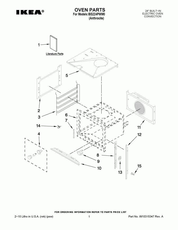 OVEN PARTS Diagram and Parts List for IBS224PWM0  Whirlpool Wall Oven