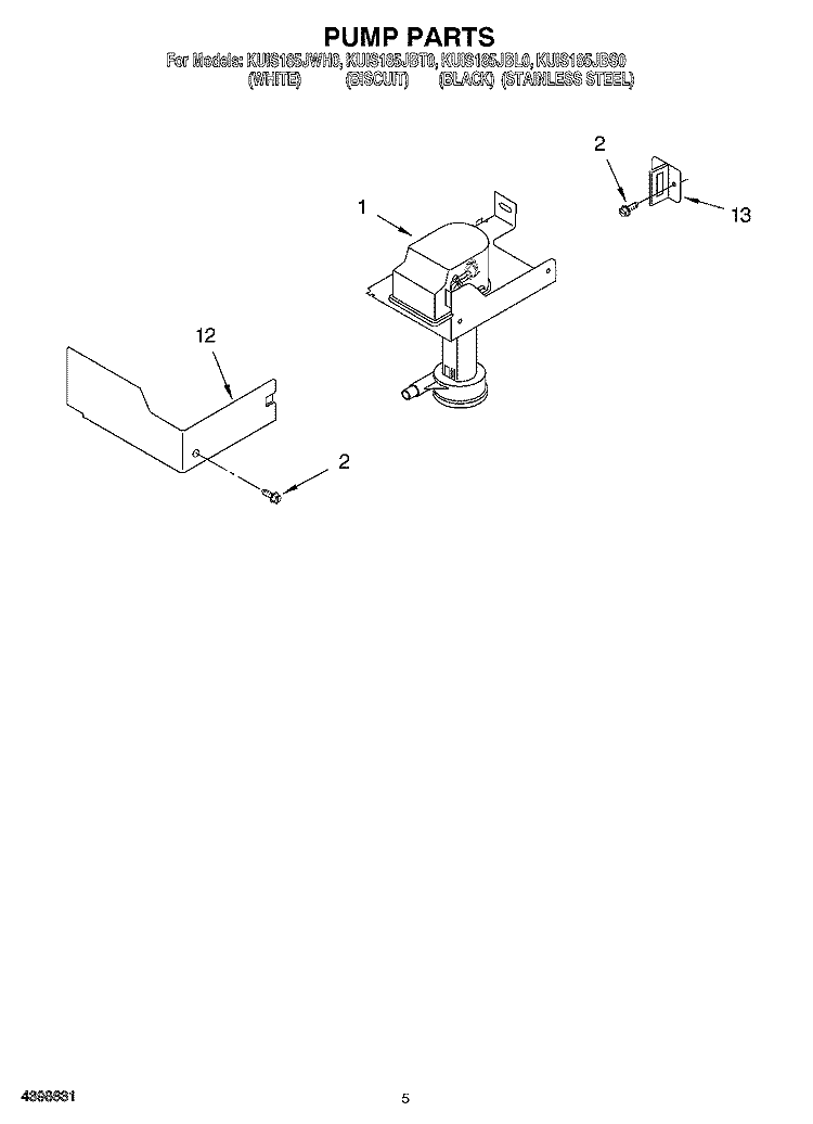 PUMP Diagram and Parts List for KUIS185JBT0  KitchenAid Ice Maker