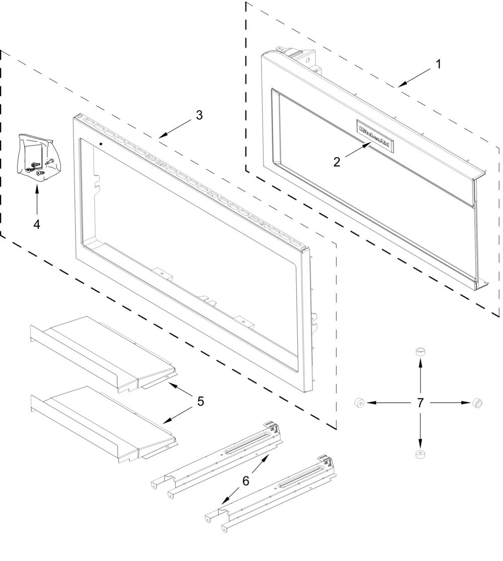 Door And Trim Parts Diagram and Parts List for KMBT5011KSS02  Whirlpool Microwave