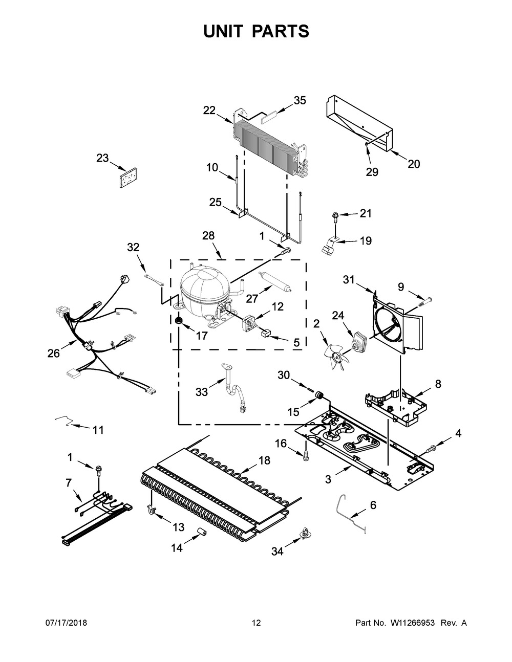 Unit Parts Diagram and Parts List for WRF540CWHZ01  Whirlpool Refrigerator