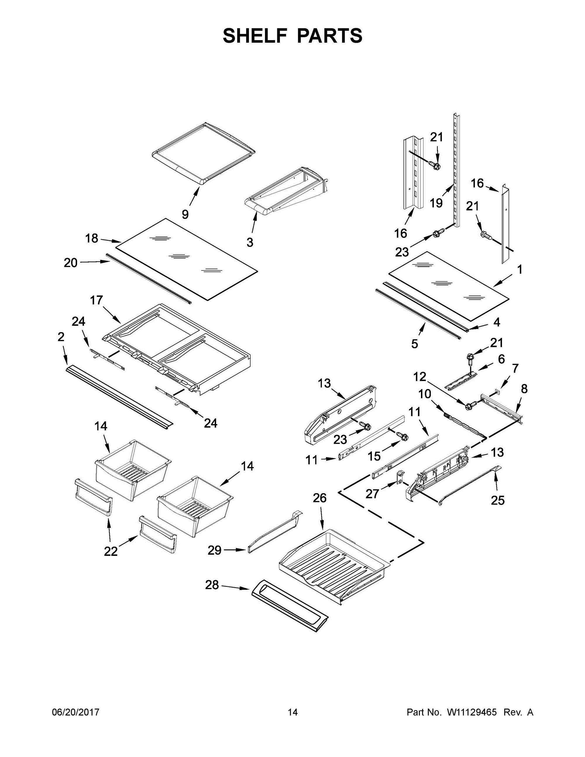08 - SHELF PARTS Diagram and Parts List for WRF550CDHZ00  Whirlpool Refrigerator