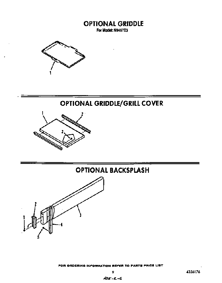 ^griddle Diagram and Parts List for N9457*3  Roper Range