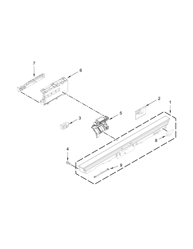 Control Panel And Latch Parts Diagram and Parts List for KDTE334DSS1  KitchenAid Dishwasher