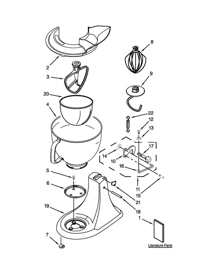 Base And Pedestal Unit Parts Diagram and Parts List for 5KSM160PSACZ0  KitchenAid Mixer