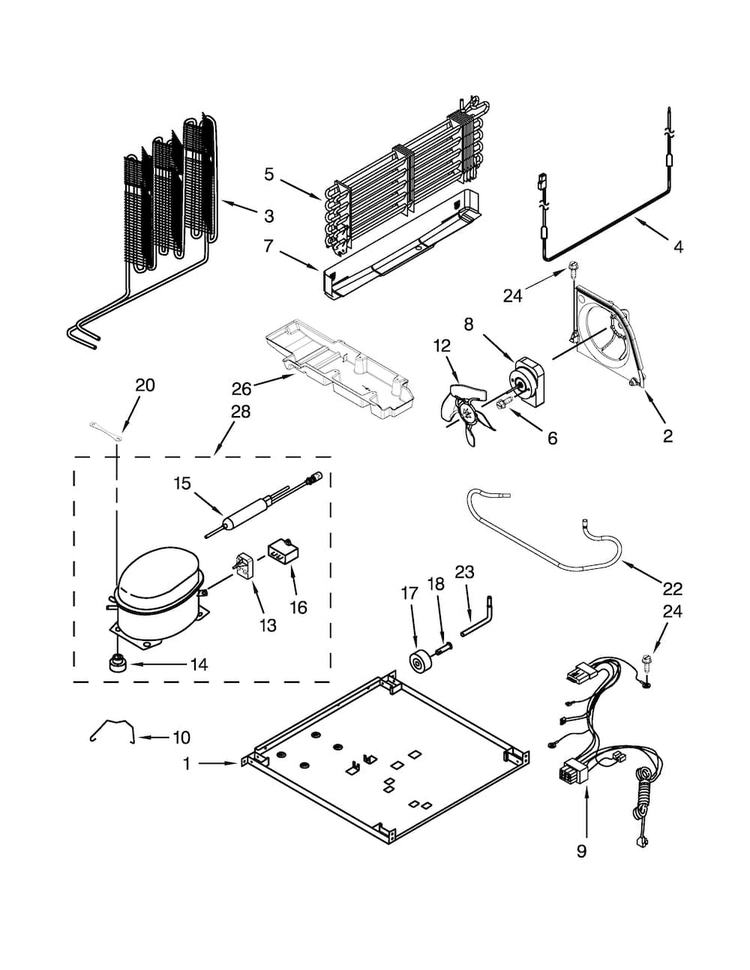 Unit Parts Diagram and Parts List for WRT138TFYB01  Whirlpool Refrigerator
