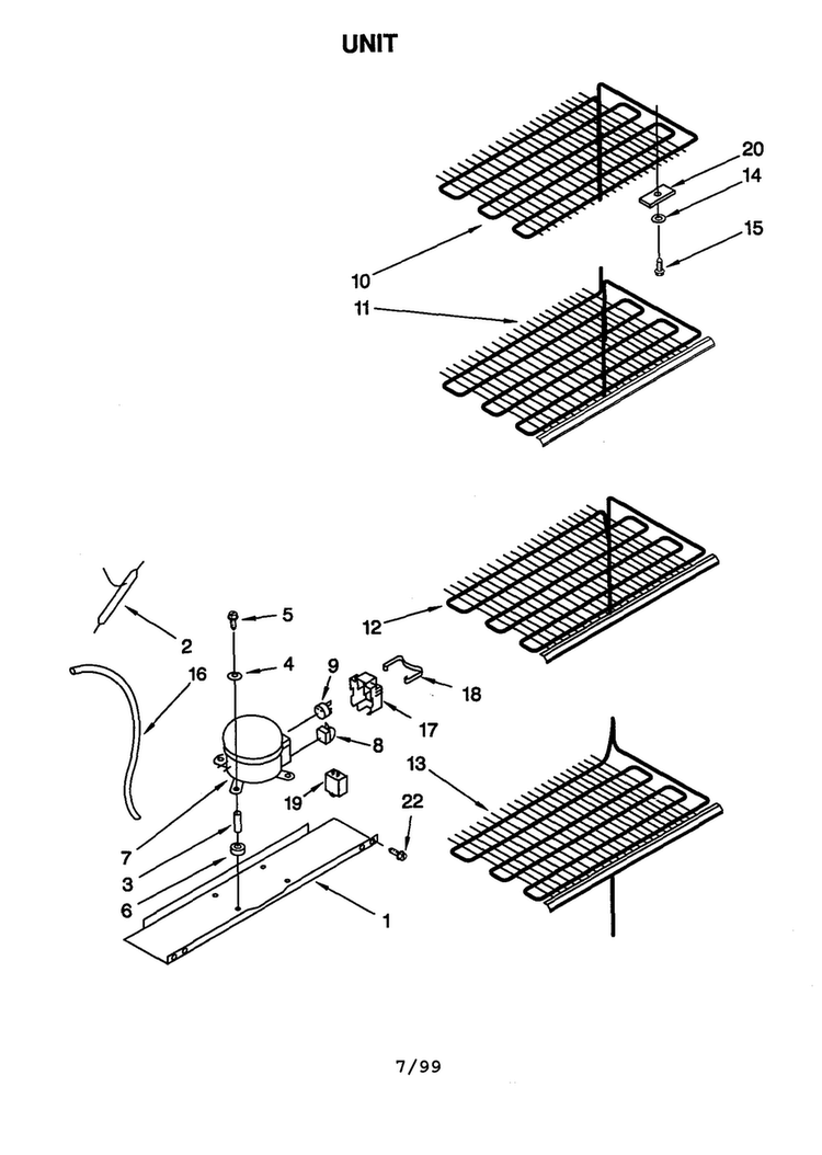 Unit Diagram and Parts List for EV120FXG06  Whirlpool Freezer