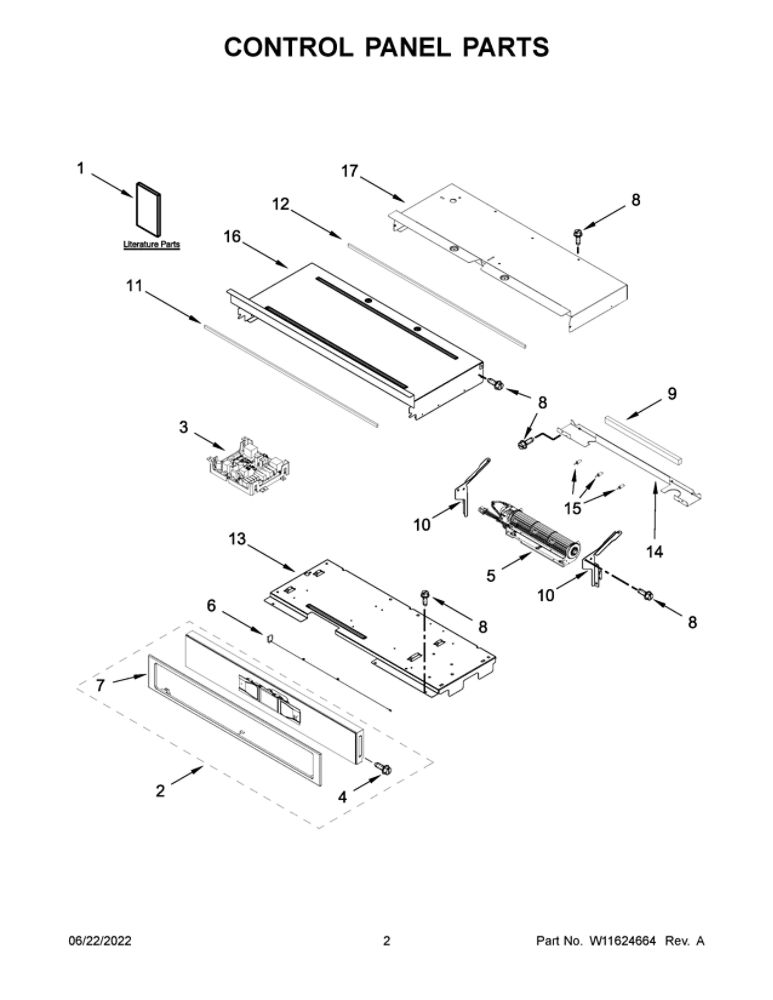 Control Panel Parts Diagram and Parts List for WOD51EC7HB20  Whirlpool Wall Oven