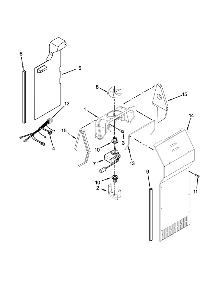 Air Flow Parts Diagram and Parts List for WRS325FDAD02  Whirlpool Refrigerator