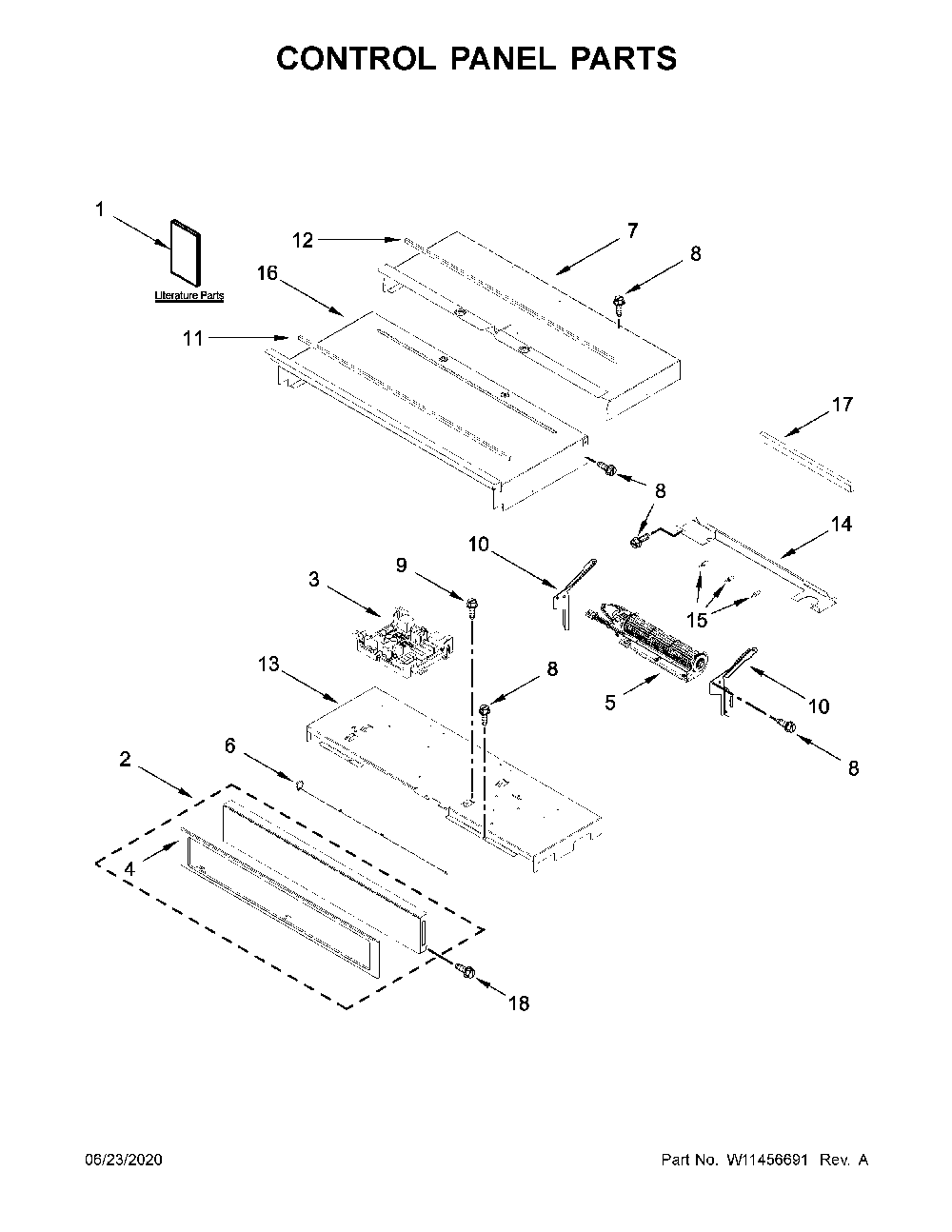 Control panel parts Diagram and Parts List for WOD77EC0HS02  Whirlpool Wall Oven