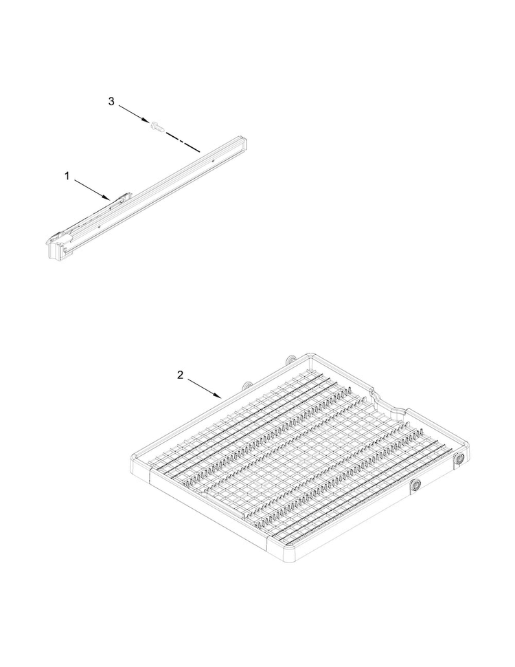Third Level Rack And Track Parts Diagram and Parts List for KDTE204ESS1  KitchenAid Dishwasher