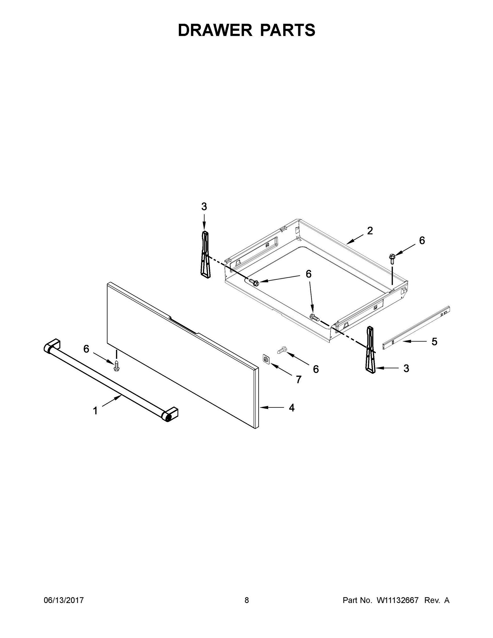 05 - DRAWER PARTS Diagram and Parts List for KSEG700ESS2  Whirlpool Range